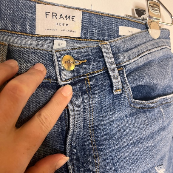 FRAME Le Boy Gusset Fray Jeans Beaudry Wash 27 - Picture 8 of 10